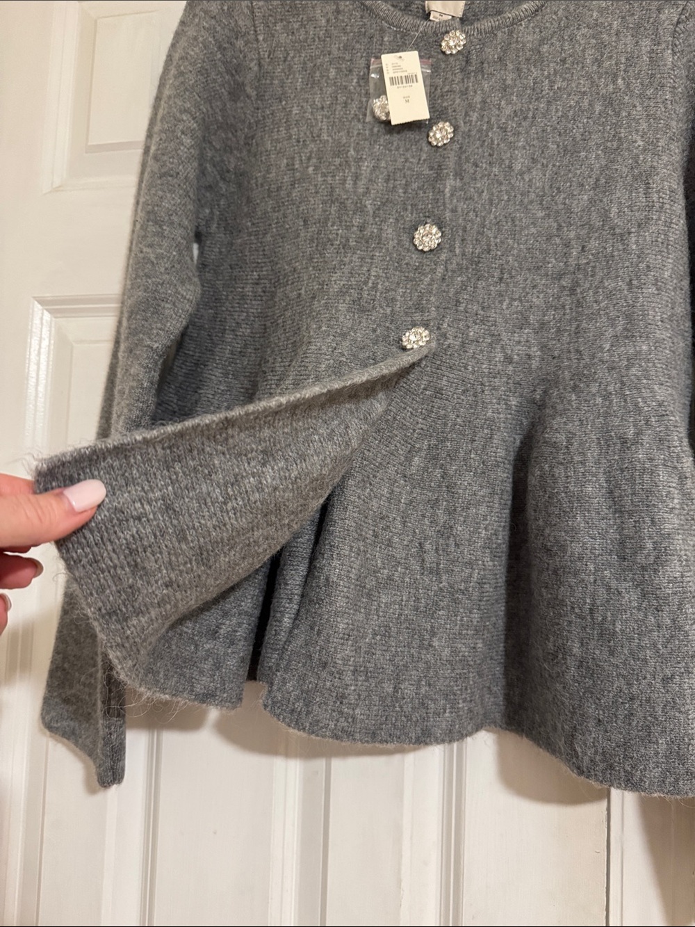 NWT Anthropologie Maeve Flower Button Peplum Cardigan Sweater Size M - Picture 6 of 12